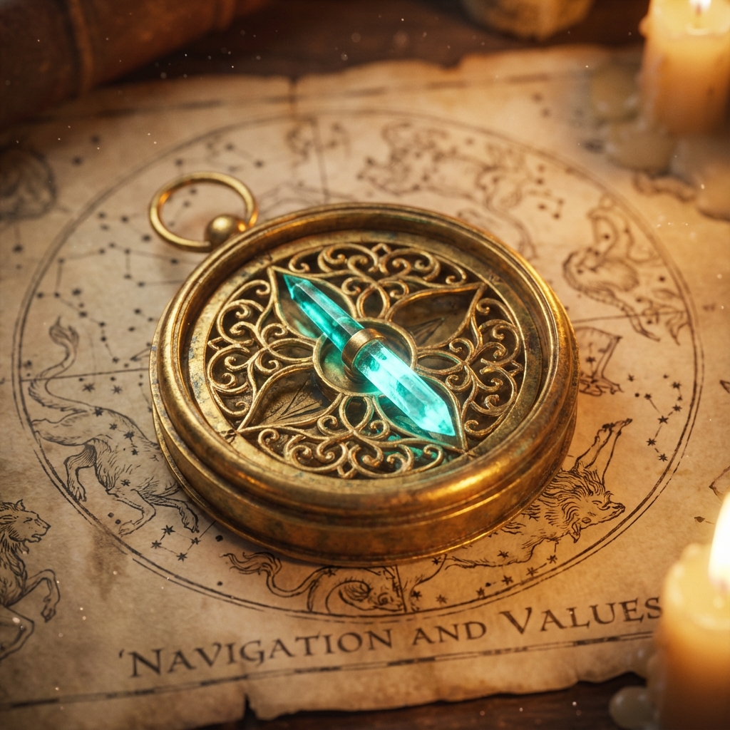 Brújula de valores con 5 valores personales definidos